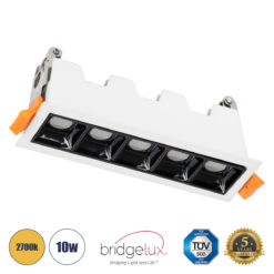 GLOBOSTAR® LUMINAR 60319 Χωνευτό Downlight Σποτ LED 10W 1350lm 36° AC 220-240V IP20 Θερμό Λευκό 2700K - Osram SMD Chip & TÜV SÜD Driver - Λευκό & Μαύρο Ματ - Μ14.8 x Π4.3 x Υ4.5cm / Q13.5 x 3.5cm - 5 Χρόνια Εγγύηση