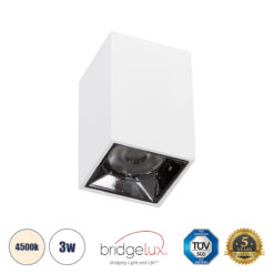 GLOBOSTAR® LUMINAR 60322 Downlight Σποτ LED 3W 420lm 36° AC 220-240V IP20 Φυσικό Λευκό 4500K - Osram SMD Chip & TÜV SÜD Driver - Λευκό Ματ - Μ4.2 x Π4.2 x Υ6.6cm - 5 Χρόνια Εγγύηση