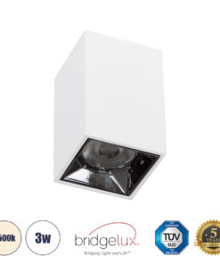 GLOBOSTAR® LUMINAR 60322 Downlight Σποτ LED 3W 420lm 36° AC 220-240V IP20 Φυσικό Λευκό 4500K - Osram SMD Chip & TÜV SÜD Driver - Λευκό Ματ - Μ4.2 x Π4.2 x Υ6.6cm - 5 Χρόνια Εγγύηση