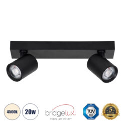 GLOBOSTAR® LEONARDO 60346 Μοντέρνο Φωτιστικό Οροφής LED 20W 2400lm 60° AC 220-240V IP20 Φυσικό Λευκό 4500K - Bridgelux COB - Μαύρο - Μ32 x Π7 x Υ11.8cm - 5 Χρόνια Εγγύηση