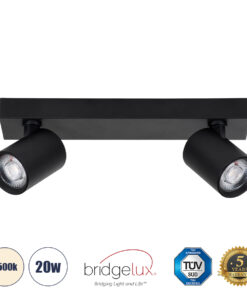 GLOBOSTAR® LEONARDO 60346 Μοντέρνο Φωτιστικό Οροφής LED 20W 2400lm 60° AC 220-240V IP20 Φυσικό Λευκό 4500K - Bridgelux COB - Μαύρο - Μ32 x Π7 x Υ11.8cm - 5 Χρόνια Εγγύηση