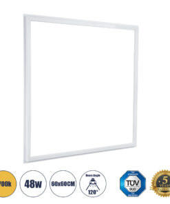 GLOBOSTAR® FRAMELIN 60370 Χωνευτό Panel Οροφής 60x60 LED 48W 5280lm 120° CRI≥85Ra UGR<19 AC 220-240V IP20 Θερμό Λευκό 2700K - Lumileds SMD Chip & TÜV SÜD Driver - Λευκό Γαλακτερό - Μ60 x Π60 x Υ1.5cm / Q56 x 56cm - 5 Χρόνια Εγγύηση