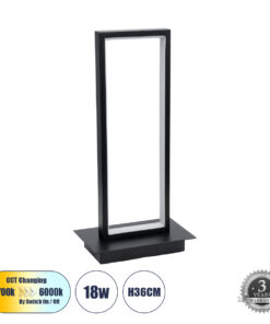 GLOBOSTAR® CORNELIE 60460 Μοντέρνο Επιτραπέζιο Φωτιστικό LED CCT 18W 1980lm 200° AC 220-240V IP20 Ρυθμιζόμενο Λευκό CCT με On/Off 2700K/4500K/6000K - Lumileds SMD Chip - Mαύρο - Μ18 x Π10 x Υ36cm - 3 Χρόνια Εγγύηση