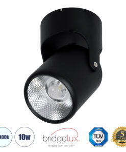 GLOBOSTAR® DETRONIC 60503 Κινούμενο Downlight Σποτ LED 10W 1350lm 24° AC 220-240V IP20 Ψυχρό Λευκό 6000K - Bridgelux COB Chip & TÜV SÜD Driver - Μαύρο Ματ - Μ9 x Π9 x Υ16cm - 5 Χρόνια Εγγύηση