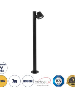 GloboStar® GARDENIA 60508 Φωτιστικό Κήπου - Κολωνάκι Αρχιτεκτονικού Φωτισμού Εξωτερικού Χώρου LED 7W 700lm 60° AC220-240V Αδιάβροχο IP65 - Σώμα Αλουμινίου & Tempered Glass - Μ12 x Π18 x Υ90cm - Θερμό Λευκό 2700K - Μαύρο - Bridgelux Chip - 5 Years Warranty