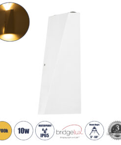GLOBOSTAR® TRIANDE 60551 Μοντέρνο Φωτιστικό Τοίχου - Απλίκα LED 10W 1150lm 5°/60° AC 220-240V Αδιάβροχο IP65 Θερμό Λευκό 2700K - Bridgelux COB Chip & TÜV SÜD Driver - Λευκό Ματ - Μ8.5 x Π8.5 x Υ20cm - 5 Χρόνια Εγγύηση