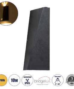 GLOBOSTAR® TRIANDE 60553 Μοντέρνο Φωτιστικό Τοίχου - Απλίκα LED 10W 1150lm 5°/60° AC 220-240V Αδιάβροχο IP65 Θερμό Λευκό 2700K - Bridgelux COB Chip & TÜV SÜD Driver - Μαύρο Ματ - Μ8.5 x Π8.5 x Υ20cm - 5 Χρόνια Εγγύηση