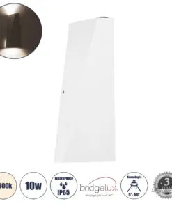 GLOBOSTAR® TRIANDE 60554 Μοντέρνο Φωτιστικό Τοίχου - Απλίκα LED 10W 1200lm 5°/60° AC 220-240V Αδιάβροχο IP65 Φυσικό Λευκό 4500K - Bridgelux COB Chip & TÜV SÜD Driver - Λευκό Ματ - Μ8.5 x Π8.5 x Υ20cm - 5 Χρόνια Εγγύηση