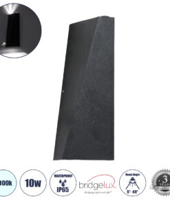 GLOBOSTAR® TRIANDE 60559 Μοντέρνο Φωτιστικό Τοίχου - Απλίκα LED 10W 1250lm 5°/60° AC 220-240V Αδιάβροχο IP65 Ψυχρό Λευκό 6000K - Bridgelux COB Chip & TÜV SÜD Driver - Μαύρο Ματ - Μ8.5 x Π8.5 x Υ20cm - 5 Χρόνια Εγγύηση