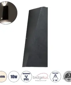 GLOBOSTAR® TRIANDE 60556 Μοντέρνο Φωτιστικό Τοίχου - Απλίκα LED 10W 1200lm 5°/60° AC 220-240V Αδιάβροχο IP65 Φυσικό Λευκό 4500K - Bridgelux COB Chip & TÜV SÜD Driver - Μαύρο Ματ - Μ8.5 x Π8.5 x Υ20cm - 5 Χρόνια Εγγύηση