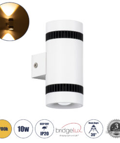 GLOBOSTAR® CANNONAL 60575 Μοντέρνο Φωτιστικό Τοίχου - Απλίκα LED 10W 1150lm 30° AC 220-240V IP20 Θερμό Λευκό 2700K - Bridgelux COB Chip & TÜV SÜD Driver - Μαύρο Ματ & Λευκό Ματ - Μ5 x Π6.5 x Υ11cm - 3 Χρόνια Εγγύηση