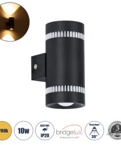 GLOBOSTAR® CANNONAL 60577 Μοντέρνο Φωτιστικό Τοίχου - Απλίκα LED 10W 1150lm 30° AC 220-240V IP20 Θερμό Λευκό 2700K - Bridgelux COB Chip & TÜV SÜD Driver - Μαύρο Ματ & Λευκό Ματ - Μ5 x Π6.5 x Υ11cm - 3 Χρόνια Εγγύηση