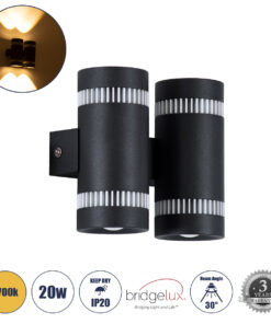 GLOBOSTAR® CANNONAL 60580 Μοντέρνο Φωτιστικό Τοίχου - Απλίκα LED 20W 2300lm 30° AC 220-240V IP20 Θερμό Λευκό 2700K - Bridgelux COB Chip & TÜV SÜD Driver - Μαύρο Ματ & Λευκό Ματ - Μ12 x Π6.5 x Υ11cm - 3 Χρόνια Εγγύηση