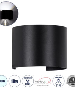 GLOBOSTAR® AXIS-R 60643 Μοντέρνο Φωτιστικό Τοίχου - Απλίκα LED 10W 1250lm 5°/60° AC 220-240V Αδιάβροχο IP65 Ψυχρό Λευκό 6000K - Bridgelux COB Chip & TÜV SÜD Driver - Μαύρο Ματ - Μ10 x Π10 x Υ10cm - 5 Χρόνια Εγγύηση
