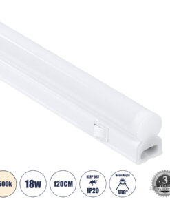 GloboStar® TUBO 60791 Γραμμικό Φωτιστικό Οροφής Linear LED Τύπου T5 Επεκτεινόμενο 18W 1764lm 180° AC 220-240V IP20 Πάγκου Κουζίνας με Διακόπτη On/Off Μ120 x Π2.2 x Υ3.5cm Φυσικό Λευκό 4500K - Λευκό - 3 Years Warranty