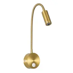GLOBOSTAR® GOOSE 60880 Μοντέρνο Φωτιστικό Τοίχου - Απλίκα Ξενοδοχείου Reading Light LED 3W 300lm 36° AC 220-240V IP20 Φυσικό Λευκό 4500K - CREE XPE Chip & TÜV SÜD Driver - Σατινέ Χρυσό Βούρτσας - Μ6.5 x Π15 x Υ24.5cm - 3 Χρόνια Εγγύηση