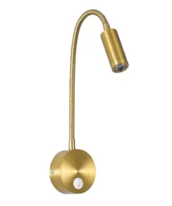 GLOBOSTAR® GOOSE 60880 Μοντέρνο Φωτιστικό Τοίχου - Απλίκα Ξενοδοχείου Reading Light LED 3W 300lm 36° AC 220-240V IP20 Φυσικό Λευκό 4500K - CREE XPE Chip & TÜV SÜD Driver - Σατινέ Χρυσό Βούρτσας - Μ6.5 x Π15 x Υ24.5cm - 3 Χρόνια Εγγύηση