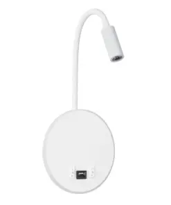 GLOBOSTAR® GOOSE 60881 Μοντέρνο Φωτιστικό Τοίχου - Απλίκα Ξενοδοχείου Reading Light με Φορτιστή USB 3A LED 6W 600lm 36° & 360° AC 220-240V IP20 Φυσικό Λευκό 4500K - CREE XPE & Lumileds SMD Chip & TÜV SÜD Driver - Λευκό Ματ - Μ15.5 x Π15 x Υ30.5cm - 3 Χρόνια Εγγύηση