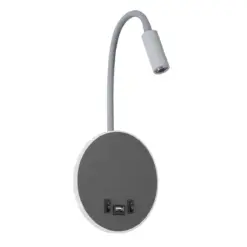 GLOBOSTAR® GOOSE 60882 Μοντέρνο Φωτιστικό Τοίχου - Απλίκα Ξενοδοχείου Reading Light με Φορτιστή USB 3A LED 6W 600lm 36° & 360° AC 220-240V IP20 Φυσικό Λευκό 4500K - CREE XPE & Lumileds SMD Chip & TÜV SÜD Driver - Γκρι Ανθρακί Ματ - Μ15.5 x Π15 x Υ30.5cm - 3 Χρόνια Εγγύηση