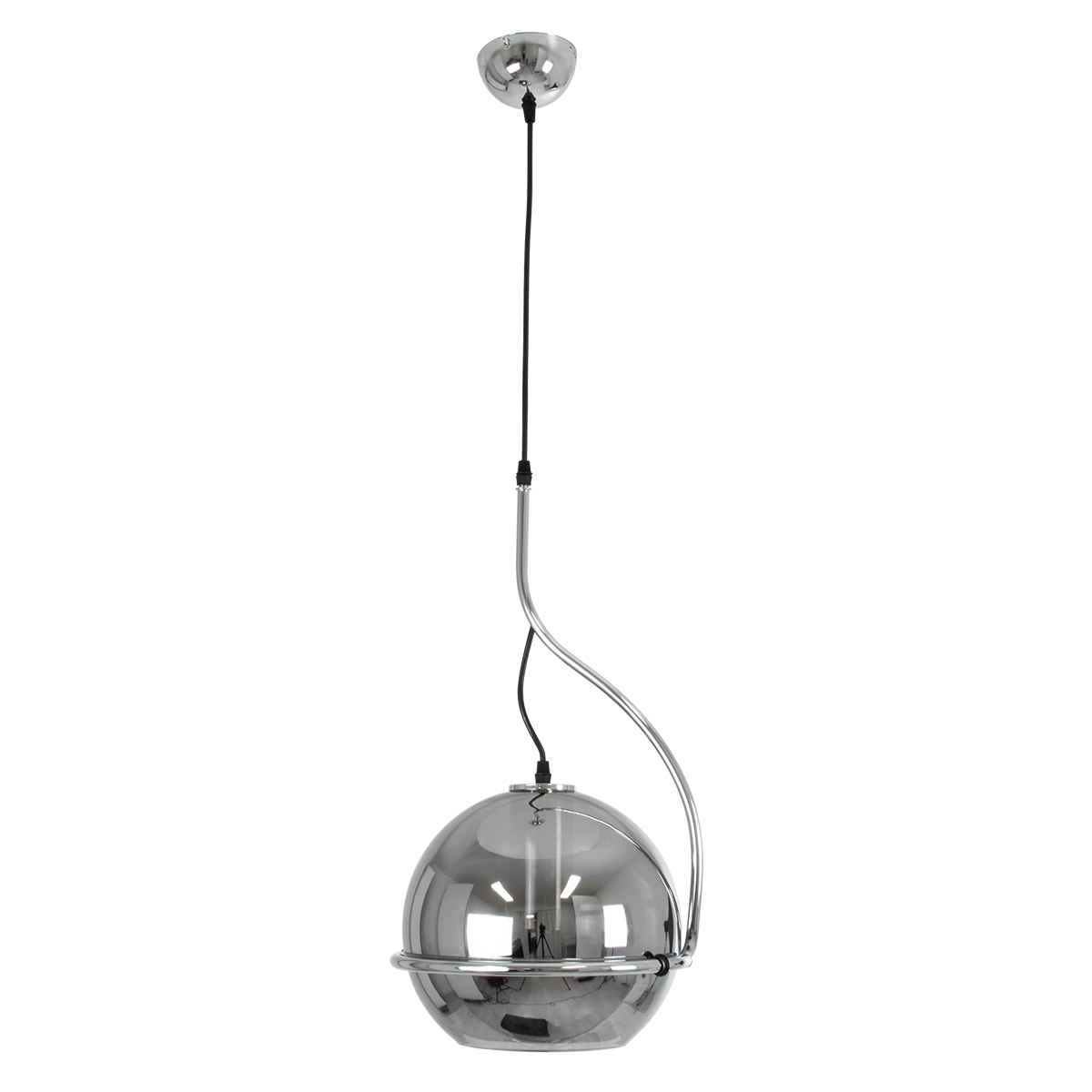 GLOBOSTAR® GLASSO 60928 Μοντέρνο Κρεμαστό Φωτιστικό Οροφής με Ντουί 1 x E27 AC 220-240V IP20 - Ασημί - Μ27 x Π27 x Υ52cm - Image 3