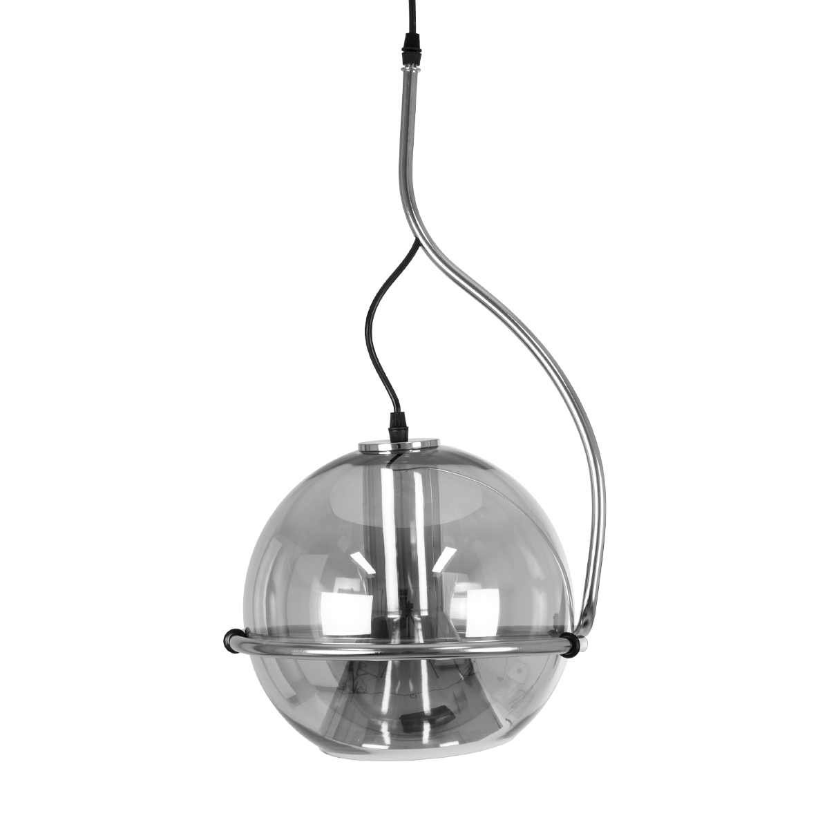 GLOBOSTAR® GLASSO 60928 Μοντέρνο Κρεμαστό Φωτιστικό Οροφής με Ντουί 1 x E27 AC 220-240V IP20 - Ασημί - Μ27 x Π27 x Υ52cm - Image 4