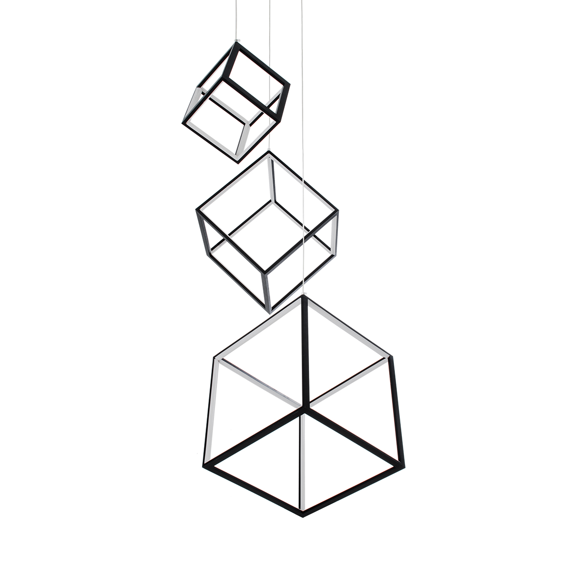 GLOBOSTAR® KIBOO-TRIO 60931 Μοντέρνο Κρεμαστό Φωτιστικό Οροφής LED 90W 10350lm 360° AC 220-240V IP20 Ρυθμιζόμενο Λευκό CCT με Χειριστήριο από 2700K έως 6000K Dimmable - Lumileds SMD Chip - Μαύρο Ματ - Μ60 x Π60 x Υ80cm - 3 Χρόνια Εγγύηση - Image 6