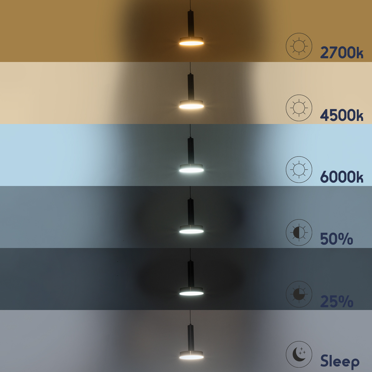 GLOBOSTAR® ZANE 60933 Μοντέρνο Κρεμαστό Φωτιστικό Οροφής LED 18W 2016lm 120° AC 220-240V IP20 Ρυθμιζόμενο Λευκό CCT με Χειριστήριο από 2700K έως 6000K Dimmable - Lumileds SMD Chip - Μαύρο Ματ & Χρυσό - Μ15 x Π15 x Υ20cm - 3 Χρόνια Εγγύηση - Image 12