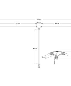 GLOBOSTAR® CONNECTOR 60957 5 Pin Καλώδιο/Επέκταση Τ 1 Μέτρου με Είσοδο 1 x Αρσενικό Βύσμα & Έξοδο 2 x Θηλυκά Βύσματα Αδιάβροχο IP68 – Μαύρο – Μ100 x Π52 x Υ2cm