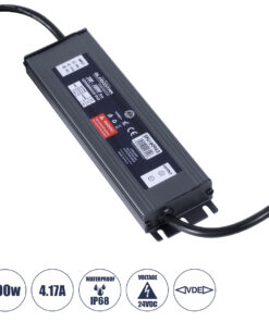 GLOBOSTAR® LUMISPLASH 60963 Τροφοδοτικό/Μετασχηματιστής Class II SELV 100W 4.17A DC 24V Αδιάβροχο IP68 - AC 220-240V σε DC 24V - Μ20 x Π5 x Υ2cm - 3 Χρόνια Εγγύηση