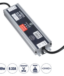 GLOBOSTAR® LUMISPLASH 60965 Τροφοδοτικό/Μετασχηματιστής Class II SELV 200W 8.33A DC 24V Αδιάβροχο IP68 - AC 220-240V σε DC 24V - Μ21.5 x Π5.5 x Υ2.5cm - 3 Χρόνια Εγγύηση