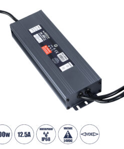 GLOBOSTAR® LUMISPLASH 60966 Τροφοδοτικό/Μετασχηματιστής Class II SELV 300W 12.5A DC 24V Αδιάβροχο IP68 - AC 220-240V σε DC 24V - M23.5 x W7.5 x H3.6cm - 3 Χρόνια Εγγύηση