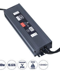 GLOBOSTAR® LUMISPLASH 60967 Τροφοδοτικό/Μετασχηματιστής Class II SELV 400W 16.67A DC 24V Αδιάβροχο IP68 - AC 220-240V σε DC 24V - M25.5 x W7.5 x H4cm - 3 Χρόνια Εγγύηση