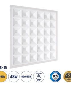 GLOBOSTAR® ZEUS 60970 Χωνευτό Panel Οροφής 60x60 με Anti Glare Reflector LED 48W 6960lm 120° CRI≥85Ra UGR<19 AC 220-240V IP20 Θερμό Λευκό 2700K - Lumileds SMD Chip & TÜV SÜD Driver - Λευκό Γαλακτερό - Μ60 x Π60 x Υ3.3cm / Q56 x 56cm - 5 Χρόνια Εγγύηση