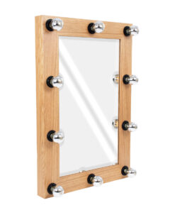 GloboStar® MAKEUP MIRROR-60x90-1 Μοντέρνος Καθρέπτης Μακιγιάζ με Πλαίσιο Φυσικού Ξύλου με Διακόπτη On/Off 10 x E27 AC220-240V - Μ60 x Π7 x Υ90cm - Μπεζ Δρυς