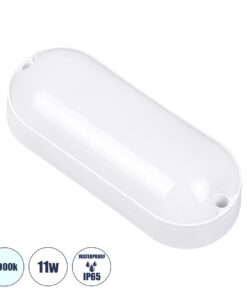 GLOBOSTAR® HOMIE 61000 Φωτιστικό Καραβοχελώνα Τοίχου - Απλίκα LED 11W 960lm 180° AC 220-240V Αδιάβροχο IP65 Ψυχρό Λευκό 6000K - Lumileds SMD Chip - Λευκό Γαλακτερό - Μ17 x Π7 x Υ4.5cm - 3 Χρόνια Εγγύηση