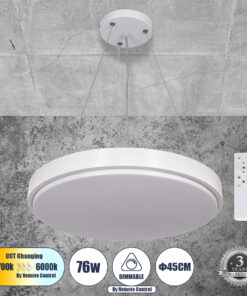 GLOBOSTAR® CASPER 61018 Μοντέρνο Κρεμαστό Φωτιστικό Οροφής LED 76W 8372lm 120° AC 220-240V IP20 Ρυθμιζόμενο Λευκό CCT με Χειριστήριο από 2700K έως 6000K Dimmable - Lumileds SMD Chip - Λευκό Ματ - Μ45 x Π45 x Υ5.5cm - 3 Χρόνια Εγγύηση