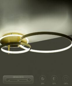 GLOBOSTAR® NEMESIS 61107 Μοντέρνο Φωτιστικό Οροφής LED 67W 7573lm 360° AC 220-240V IP20 Ρυθμιζόμενο Λευκό CCT με Χειριστήριο από 2700K έως 6000K Dimmable – Lumileds SMD Chip – Χρυσό Βούρτσας – Μ84 x Π45 x Υ13cm – 3 Χρόνια Εγγύηση
