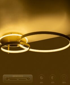 GLOBOSTAR® NEMESIS 61107 Μοντέρνο Φωτιστικό Οροφής LED 67W 7573lm 360° AC 220-240V IP20 Ρυθμιζόμενο Λευκό CCT με Χειριστήριο από 2700K έως 6000K Dimmable – Lumileds SMD Chip – Χρυσό Βούρτσας – Μ84 x Π45 x Υ13cm – 3 Χρόνια Εγγύηση