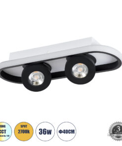 GLOBOSTAR® NESPO 61212 Μοντέρνο Φωτιστικό Οροφής LED 36W 4032lm 360° & 45° AC 220-240V IP20 Ρυθμιζόμενο Λευκό CCT με On/Off 2700K/4500K/6000K - Lumileds SMD Chip - Μαύρο Ματ - Μ40 x Π13 x Υ6.5cm - 3 Χρόνια Εγγύηση