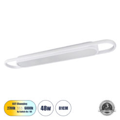 GLOBOSTAR® IGOR 61219 Μοντέρνο Φωτιστικό Οροφής LED 48W 5760lm 210° AC 220-240V IP20 Ρυθμιζόμενο Λευκό CCT με On/Off 2700K/4500K/6000K - Lumileds SMD Chip - Λευκό Ματ - Μ81 x Π13 x Υ4.5cm - 3 Χρόνια Εγγύηση