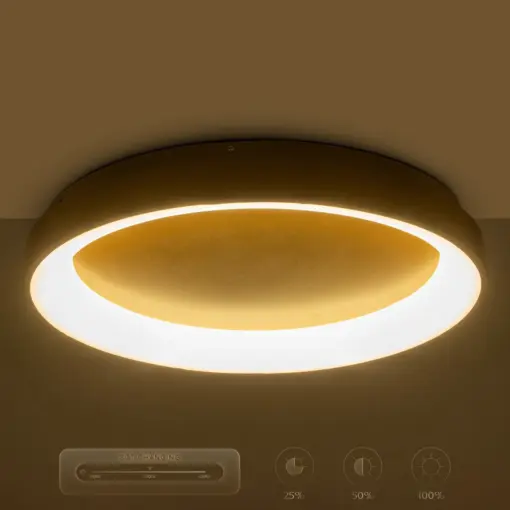 GLOBOSTAR® SALEM 61239 Μοντέρνο Φωτιστικό Οροφής LED 105W 12075lm 120° AC 220-240V IP20 Ρυθμιζόμενο Λευκό CCT με Χειριστήριο από 2700K έως 6000K Dimmable - Lumileds SMD Chip - Χρυσό - Μ60 x Π60 x Υ9.5cm - 3 Χρόνια Εγγύηση - Image 12