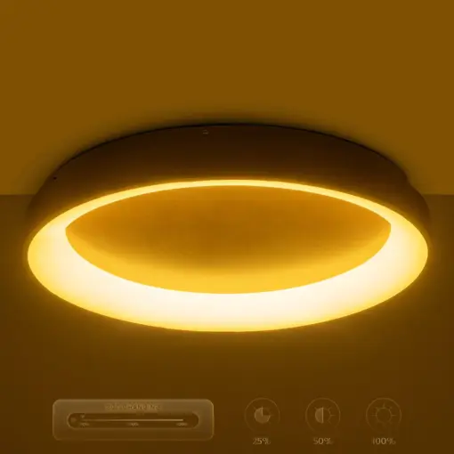 GLOBOSTAR® SALEM 61239 Μοντέρνο Φωτιστικό Οροφής LED 105W 12075lm 120° AC 220-240V IP20 Ρυθμιζόμενο Λευκό CCT με Χειριστήριο από 2700K έως 6000K Dimmable - Lumileds SMD Chip - Χρυσό - Μ60 x Π60 x Υ9.5cm - 3 Χρόνια Εγγύηση - Image 11