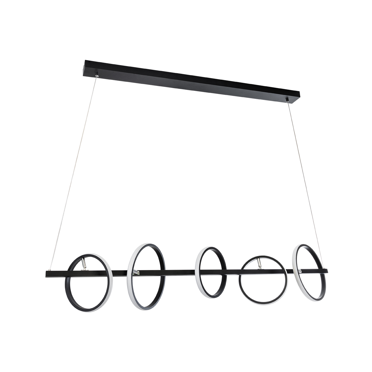 GLOBOSTAR® CIRCOLARE 61319 Μοντέρνο Κρεμαστό Φωτιστικό Οροφής LED 75W 8400lm 360° AC 220-240V IP20 Ρυθμιζόμενο Λευκό CCT με Χειριστήριο από 2700K έως 6000K Dimmable - Lumileds SMD Chip - Μαύρο Ματ - Μ120 x Π25 x Υ25cm - 3 Χρόνια Εγγύηση - Image 3