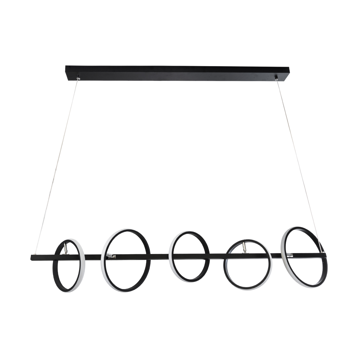 GLOBOSTAR® CIRCOLARE 61319 Μοντέρνο Κρεμαστό Φωτιστικό Οροφής LED 75W 8400lm 360° AC 220-240V IP20 Ρυθμιζόμενο Λευκό CCT με Χειριστήριο από 2700K έως 6000K Dimmable - Lumileds SMD Chip - Μαύρο Ματ - Μ120 x Π25 x Υ25cm - 3 Χρόνια Εγγύηση - Image 4