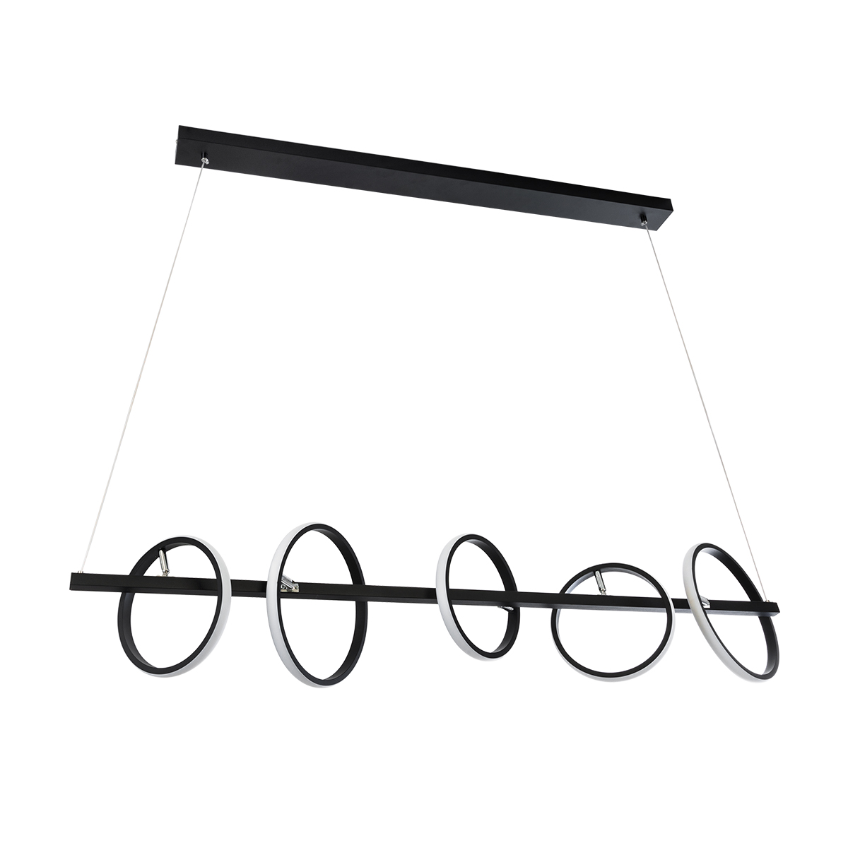 GLOBOSTAR® CIRCOLARE 61319 Μοντέρνο Κρεμαστό Φωτιστικό Οροφής LED 75W 8400lm 360° AC 220-240V IP20 Ρυθμιζόμενο Λευκό CCT με Χειριστήριο από 2700K έως 6000K Dimmable - Lumileds SMD Chip - Μαύρο Ματ - Μ120 x Π25 x Υ25cm - 3 Χρόνια Εγγύηση - Image 5