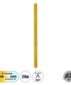 GLOBOSTAR® HOUSTON 61350 Μοντέρνο Φωτιστικό Τοίχου - Απλίκα LED 24W 2880lm 360° AC 220-240V IP20 Ρυθμιζόμενο Λευκό CCT με On/Off 2700K/4500K/6000K - Lumileds SMD Chip - Χρυσό Βούρτσας - Μ6 x Π3 x Υ100cm - 3 Χρόνια Εγγύηση