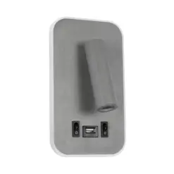 GLOBOSTAR® LADY-O 61365 Μοντέρνο Φωτιστικό Τοίχου - Απλίκα Ξενοδοχείου Reading Light με Φορτιστή USB 3A LED 10W 1000lm 36° & 360° AC 220-240V IP20 Φυσικό Λευκό 4500K - Bridgelux COB Chip & TÜV SÜD Driver - Γκρι Ματ - Μ10.5 x Π10 x Υ18.5cm - 3 Χρόνια Εγγύηση