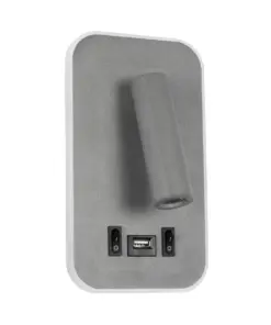 GLOBOSTAR® LADY-O 61365 Μοντέρνο Φωτιστικό Τοίχου - Απλίκα Ξενοδοχείου Reading Light με Φορτιστή USB 3A LED 10W 1000lm 36° & 360° AC 220-240V IP20 Φυσικό Λευκό 4500K - Bridgelux COB Chip & TÜV SÜD Driver - Γκρι Ματ - Μ10.5 x Π10 x Υ18.5cm - 3 Χρόνια Εγγύηση