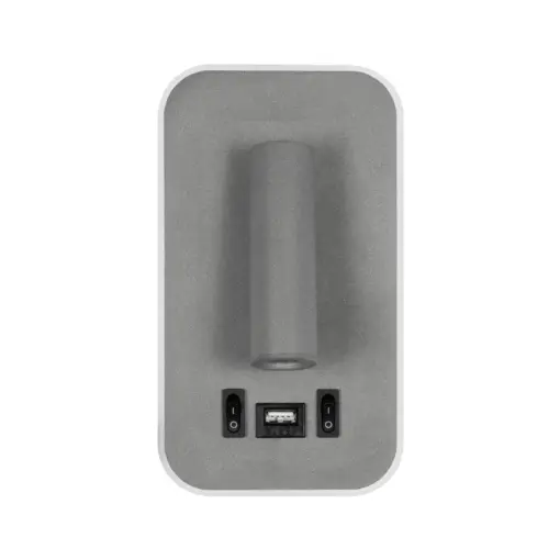 GLOBOSTAR® LADY-O 61365 Μοντέρνο Φωτιστικό Τοίχου - Απλίκα Ξενοδοχείου Reading Light με Φορτιστή USB 3A LED 10W 1000lm 36° & 360° AC 220-240V IP20 Φυσικό Λευκό 4500K - Bridgelux COB Chip & TÜV SÜD Driver - Γκρι Ματ - Μ10.5 x Π10 x Υ18.5cm - 3 Χρόνια Εγγύηση - Image 2