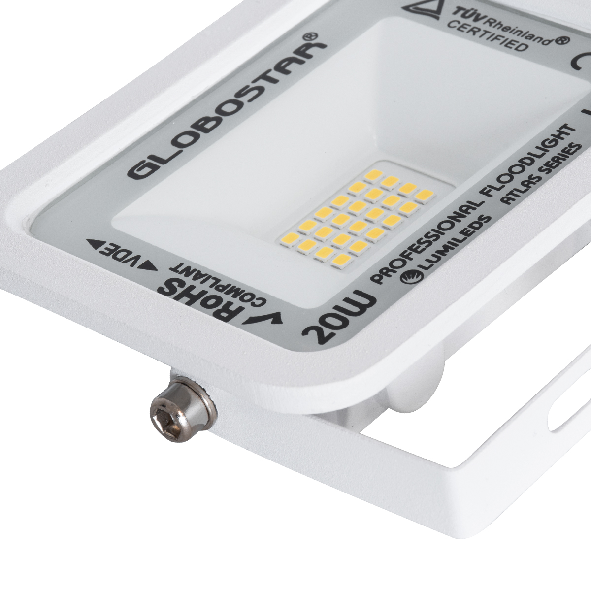GLOBOSTAR® ATLAS 61409 Προβολέας LED 20W 2300lm 120° AC 220-240V Αδιάβροχο IP67 Θερμό Λευκό 2700K - Lumileds SMD Chip - TÜV Rheinland Certified - Λευκό Ματ - Μ12 x Π2.5 x Υ9.5cm - 5 Χρόνια Εγγύηση - Image 6